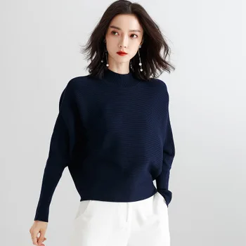 

2020 Women's sweater spring and autumn long-sleeved sweater solid color turtleneck sweater gray
