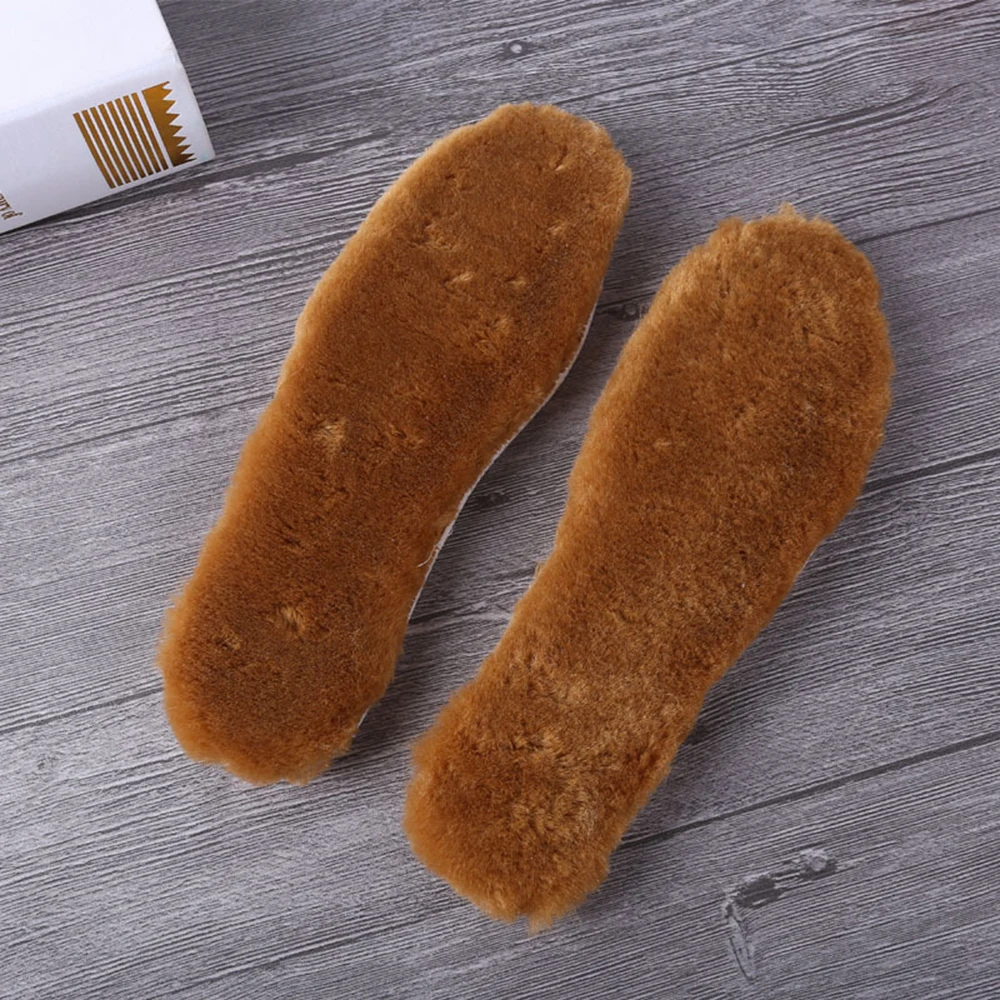 Brown Size 44 Хит, теплые стельки с подогревом, подошва для обуви, зимняя толстая подкладка, теплые стельки, имитация шерсти, дышащие зимние сапоги, меховые стельки - Цвет: Brown Size 44