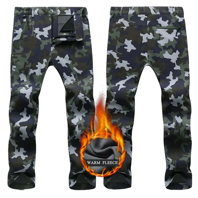 US $17.85 2019 Winter Thick Warm Fleece Softshell Pants Outdoor Ski Pants Men Windproof Waterproof Snowboard 