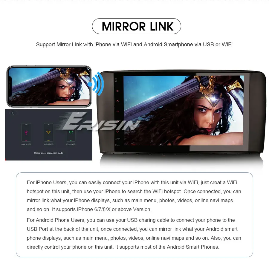 Erisin ES6285R " PX6 Android 9,0 Стерео gps DAB+ Sat Nav Wifi HDMI для Mercedes R Class W251