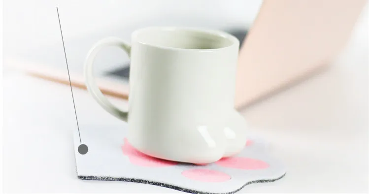 Creative Felt Coasters Cat Claw Absorbent Placemat Animal Style Soft Insulation Cup/Mug Tea Coaster Desktop Decor 5pcs