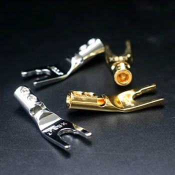

4pcs/8pcs XSSH copper plating rhodium welding U Y Spade banana Plug Male Audio Plug Speaker power amplifier connector