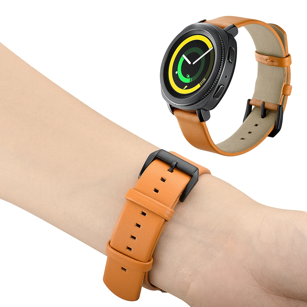 

Samsung S4 new smart watch Gear Sport strap leather leather watchbands Light brown man 20mm watches accessories Bracelets