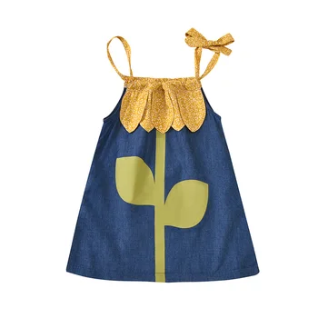 

Baby toddler girls casual floral suspenders dress three-dimensional sunflower flowers little girl summer beach sleeveless dresse