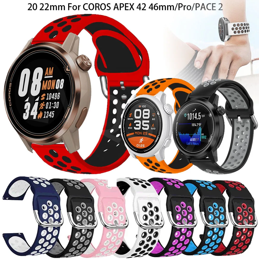 20Mm 22Mm Cinturino Sportivo In Silicone Morbido Per Coros Apex Pro/Coros 42Mm 46Mm Cinturino Cinturino Cinturino Per Coros Pace 2 Installazione Rapid