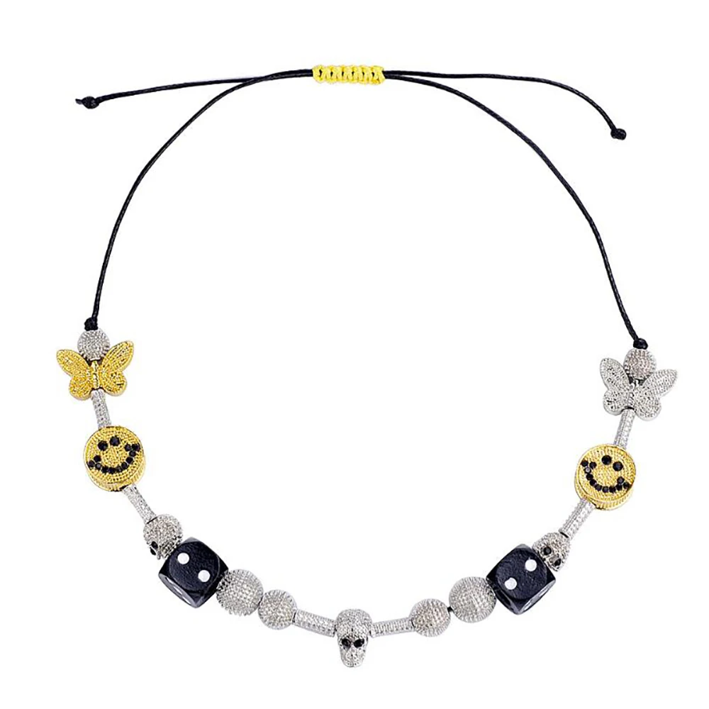 Ожерелье-чокер из сплава с подвеской в виде Цветной бабочки черепа жемчуга |