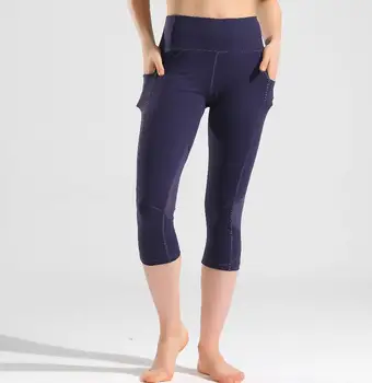 2020 woman capris 4 way stretch fabricl pant sexy gym mesh splice leggings 5