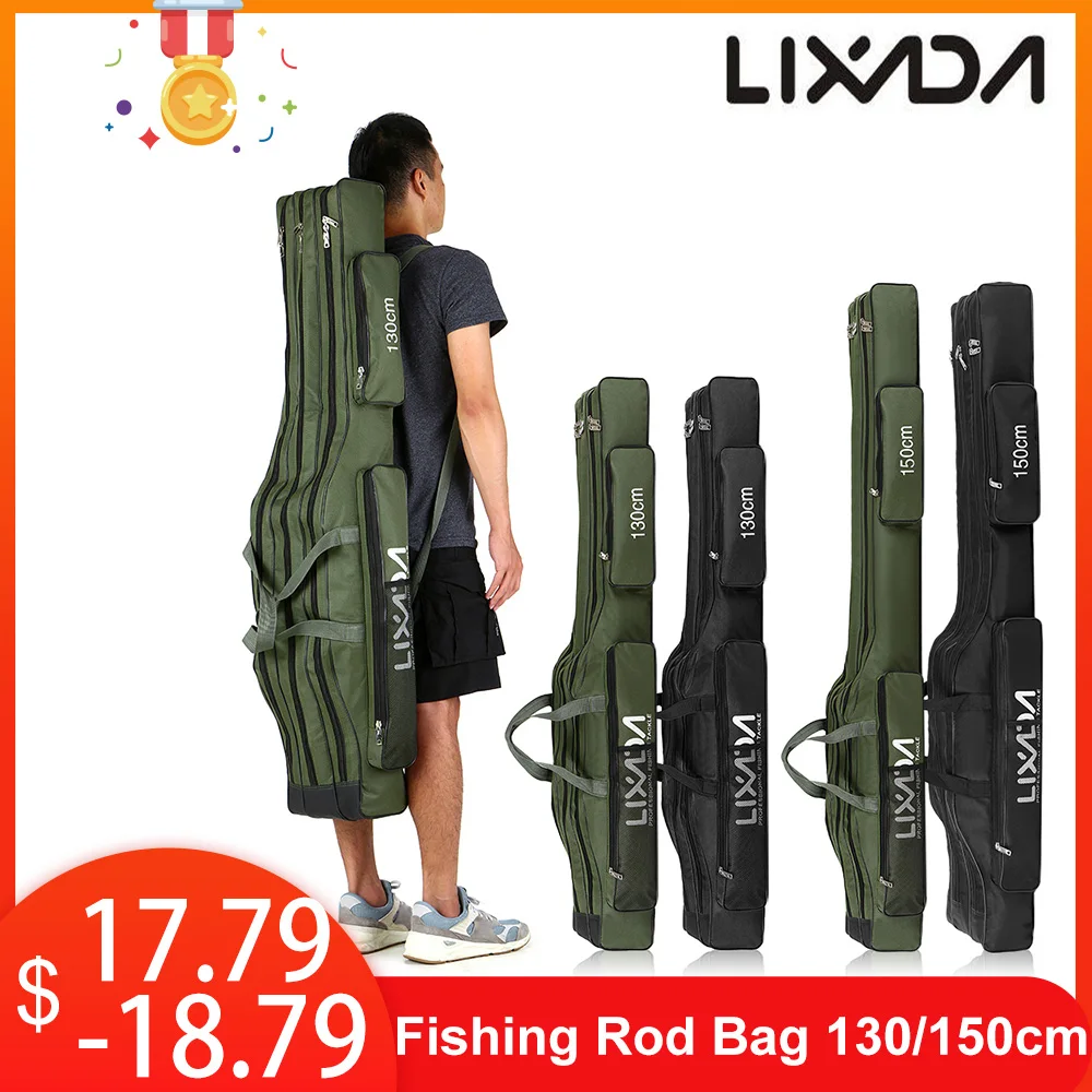  Lixada 3 Layers Fishing Rod Bag 130/150cm Portable Folding Fishing Rod Cover Tackle Tool Carry Case - 4000245349468