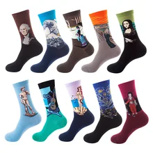 Забавные носки, носки для женщин, хлопок, модный бренд, европейский и американский скейтборд, Harajuku, ветряная трубка, картина маслом, пара диких носков для мужчин