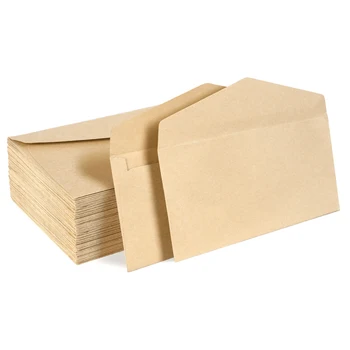 

100pcs 4.33x8.6inch Craft Paper Envelopes Vintage European Style Post Craft Pack Boxes Packaging Kraft Paper Message Card Letter