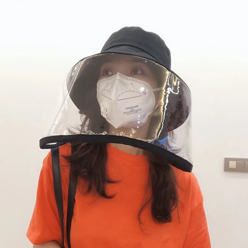 

Anti-spray hat, goggles, face shield, and fisherman hat