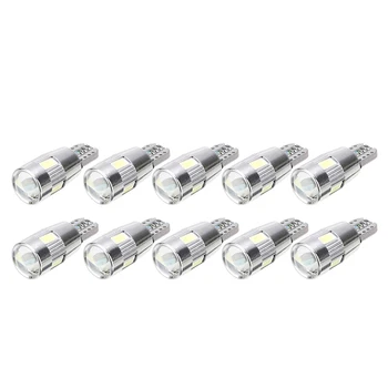 

New Arrival 10pcs/set T10 5630 6 SMD LED 12V White Canbus Error Free Car Wedge Light Lamp Bulb Signal Lights