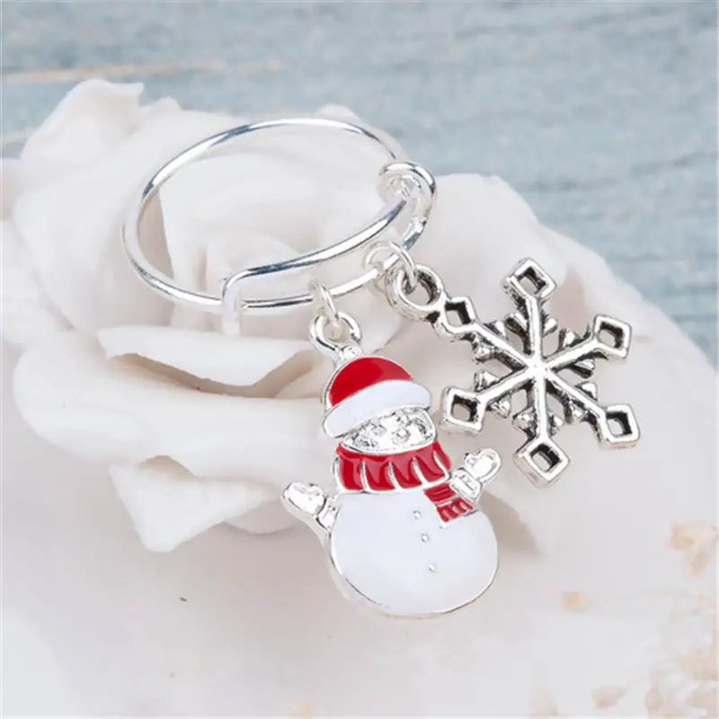 1 шт рождественские Снеговики снежинки расширяемые кольца двойное кольцо из меди