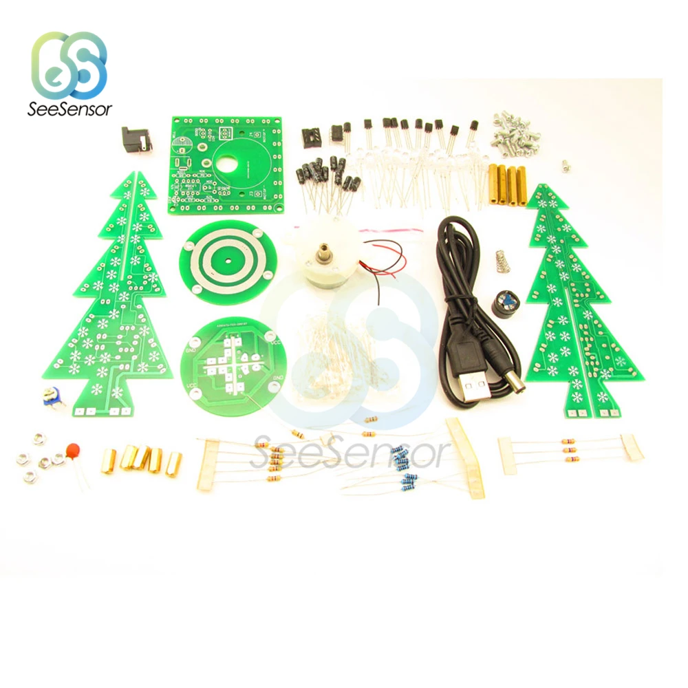 Kit Albero Di Natale LED Lampeggiante Con Musica, 36 Luci A 7 Colori, Progetto Elettronico Fai-da-te, Dimensioni 60x60x136 Mm