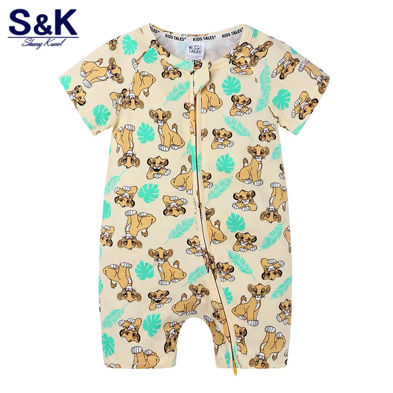 

Baby Short Sleeve Romper Summer Unisex Baby Clothes Zipper Animal Jumpsuits XH-488