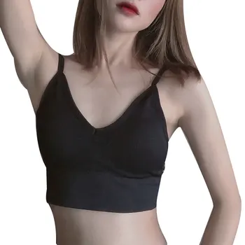

U-shaped Backless Sling Straps Nursing Vest with Bra Pads for Girls Backless Ribbed Underwear JL