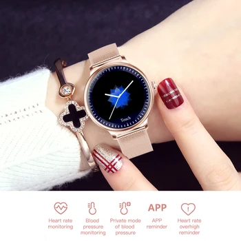 

NY12 Smart Watch Women Round Screen Smartwatch for Girl Heart Rate Blood Pressure Monitor Compatible For Android and IOS Phone