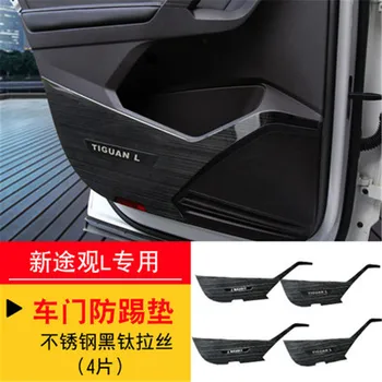 

high quality Stainless steel car door protection anti-kick mat trim for Volkswagen Tiguan L 2017-2020 Car Styling