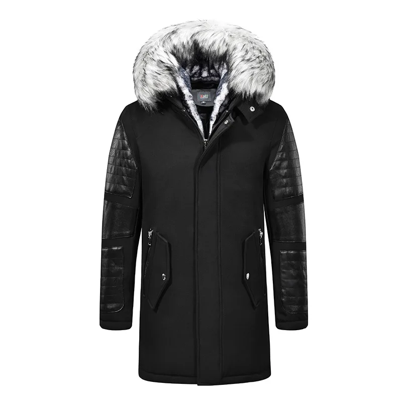 Mcikkny Men's Winter Windbreak Long Jackets Coats With Fur Collar Thermal Parkas For Male Overcoats Size S-XXL (5)