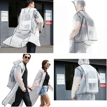 

Transparent Raincoat with Backpack Waterproof Poncho Men Cover Rain Gear Clock Rain Coat Women Adult Hiking Long Rainwear