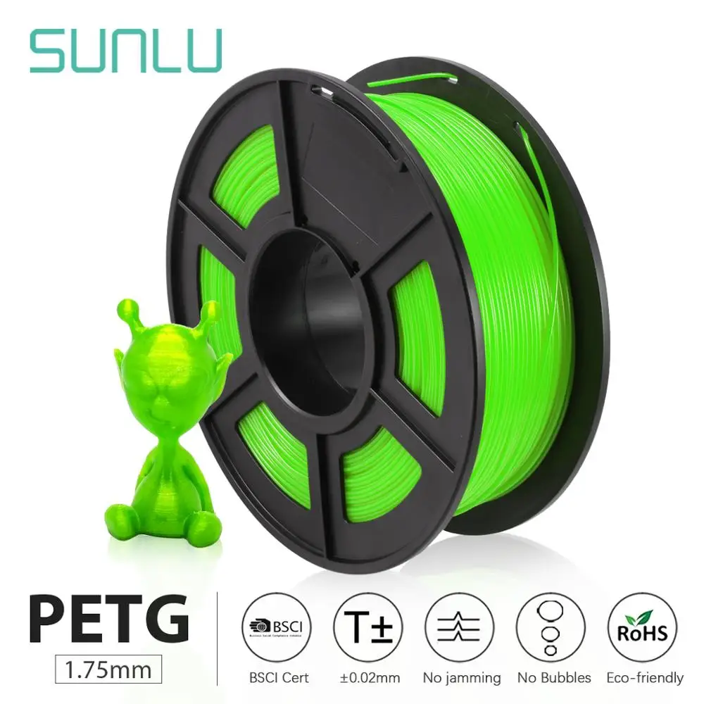 SUNLU PETG-filamento de impresora 3D, 1,75mm, 1KG/2.2LB, carrete, filamentos de Petg de plástico, 100%, sin tolerancia a burbujas +-0,02 MM
