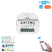 Wi-Fi 2 Gang 2 Way Беспроводной дистанционный умный светильник переключатель Управление; Модуль Поддержка приложение Smart Life Tuya приложение Google Home ...