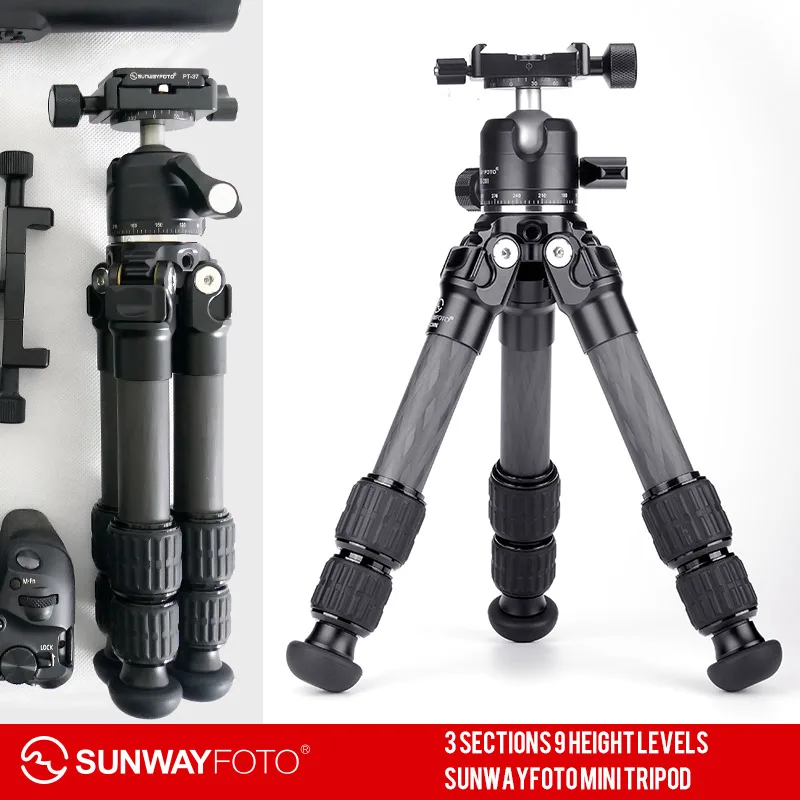  SUNWAYFOTO T1C30N Light Small Mini Carbon Fiber Dslr Camera Stand Professional Carbon Tripod For Ph