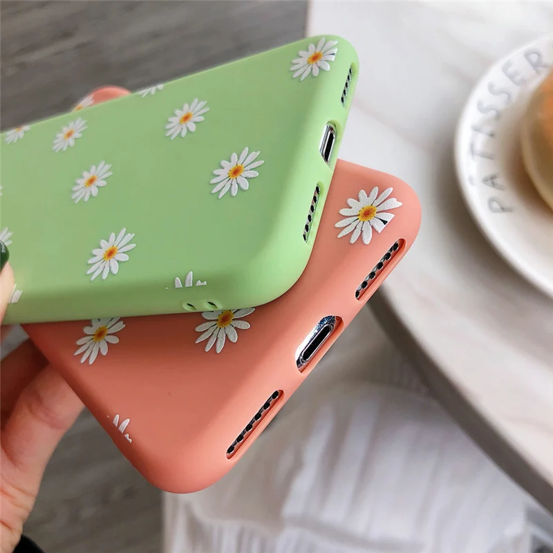 N1986N для iPhone 6, 6s, 7, 8 Plus, X, XR, XS Max, чехол для телефона, модный красивый цветок маргаритки, карамельный цвет, Мягкий ТПУ силиконовый чехол для iPhone X