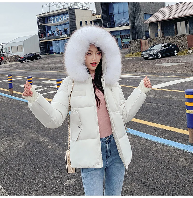 Женская зимняя Корейская белая парка с меховым воротником, парка с капюшоном, пальто размера плюс, женская розовая теплая одежда, верхняя одежда, зимняя одежда - Цвет: Beige