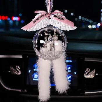 

Crystal Chrismas Candle Ball Car Auto Fashion Pendant Interior Rhinestone Bling Rear View Mirror Ornament Hanging Dangle Charm