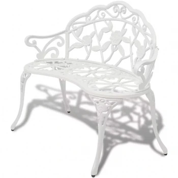 

Garden chair 100cm cast aluminum white bench romantic and elegant garden chair Garden chair for 2 people