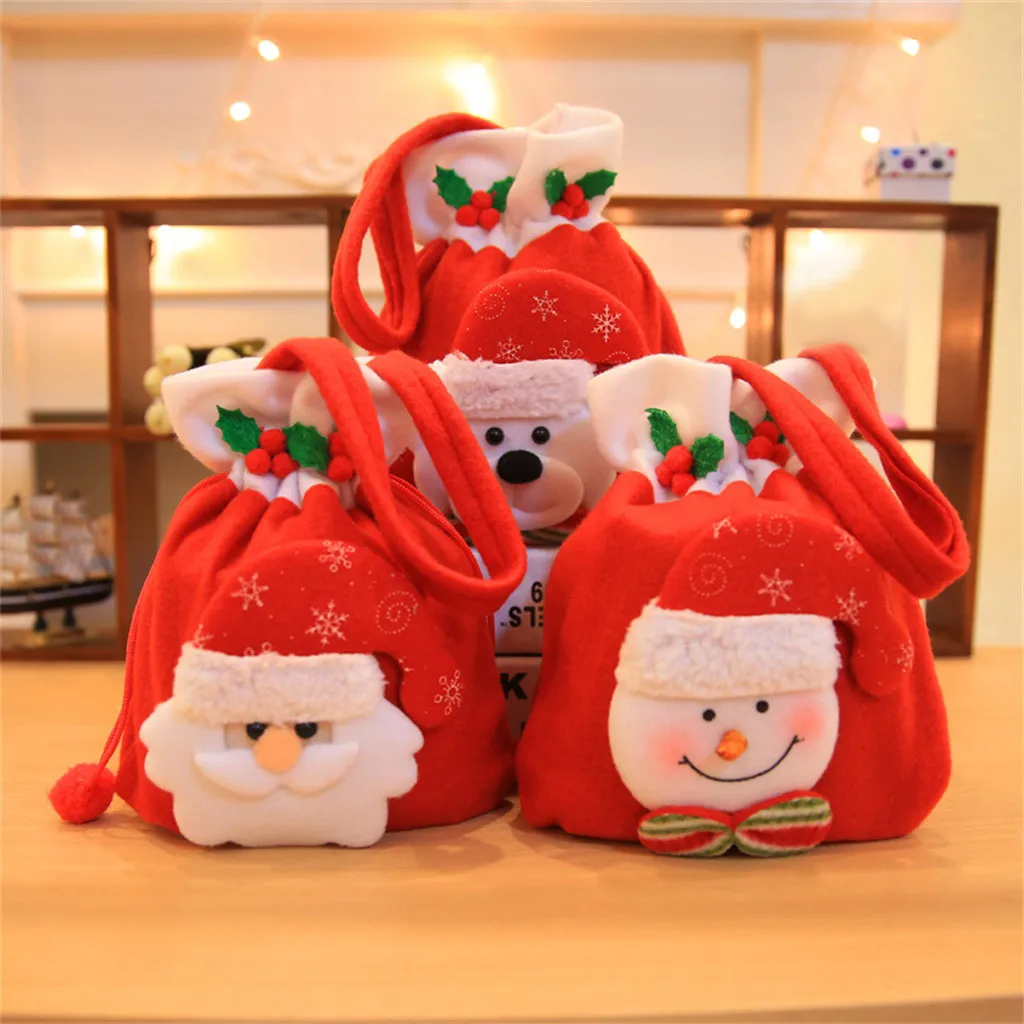 Большая Рождественская сумка, Красный мультфильм, снеговик, конфеты, Tote, детский подарок, тканевая сумка, многоразовые сумки для покупок