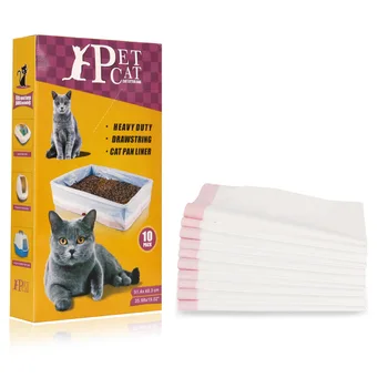 

10 Pieces Cat Litter Box Liners Drawstring Cat Disposable Litter Bag Cat Poop Litter Pan Bags