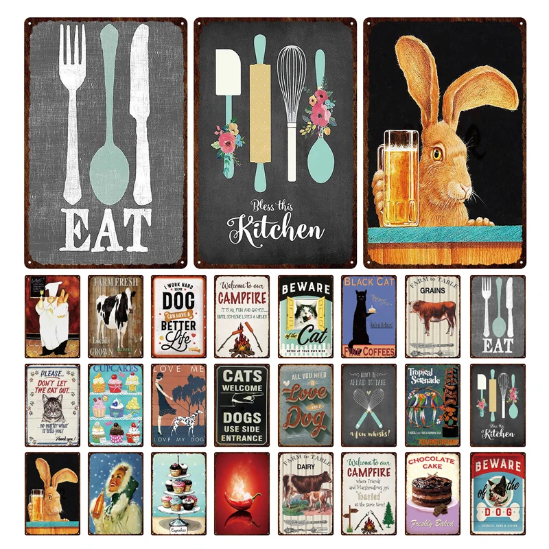 

20x30cm Customizable Restaurant Bonfire Party Food Tableware Retro Decorative Plaque Iron Painting Metal Tin Sign