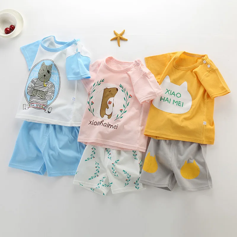 Детская одежда летняя одежда для мальчиков и девочек футболки с короткими рукавами и шорты одежда для детей костюм из хлопка для малышей
