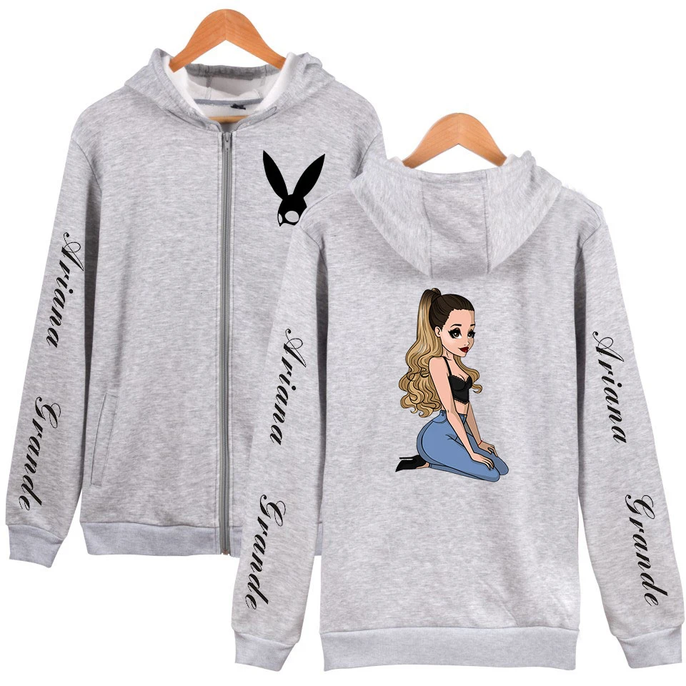 O Новые женские толстовки с капюшоном на молнии Ariana Grande, большие размеры, одежда в стиле хип-хоп, повседневная куртка-бомбер, Женское пальто Ariana Grande - Цвет: O