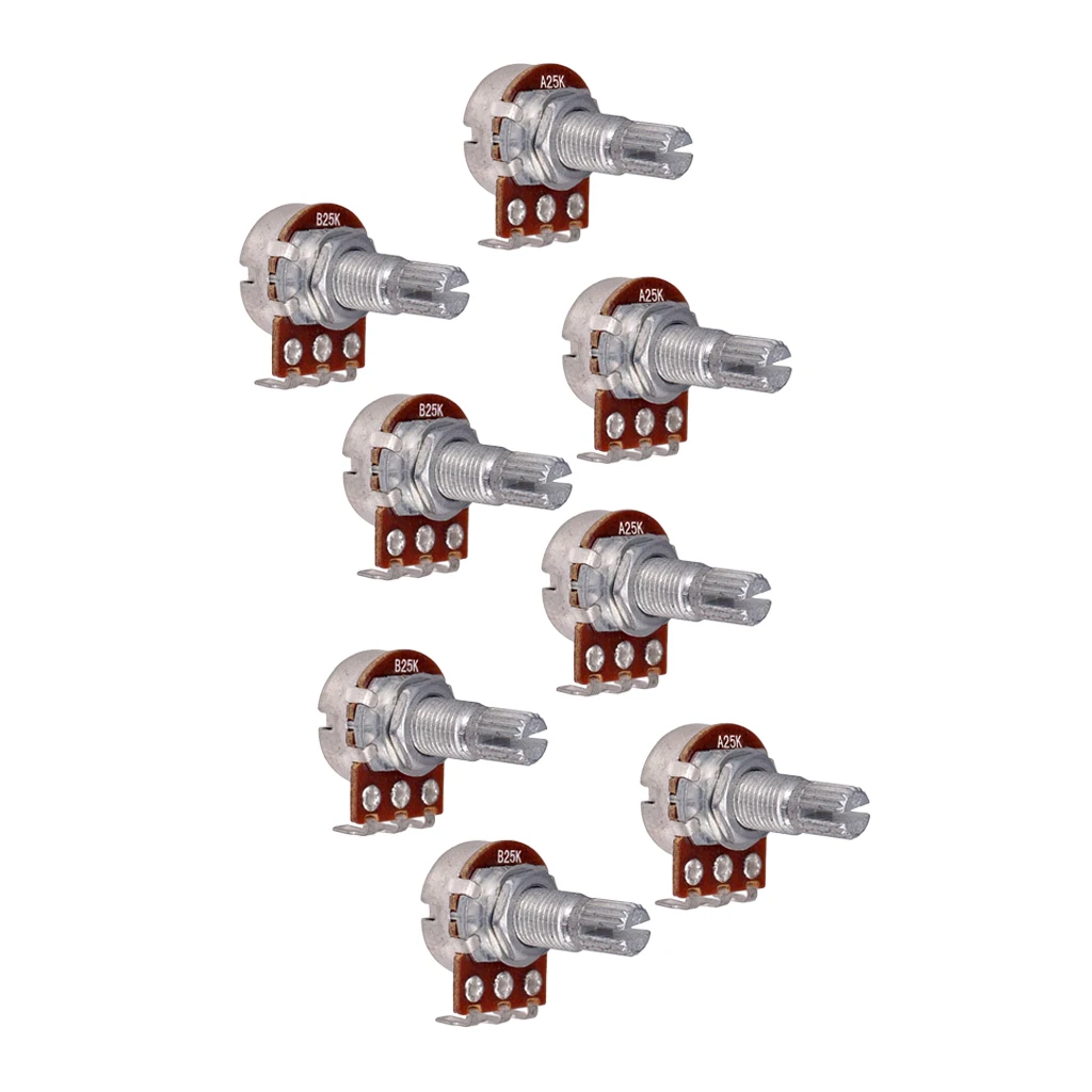 MagiDeal 25K 18mm Long Split Shaft Potentiometer Fine Spline for Guitar/Bass