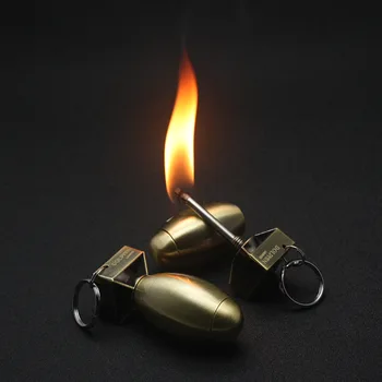 

Creative Torpedo Waterproof Lighter Outdoor Survival Tool Mini Lighter Flint Fire Start Keychain Million Matches