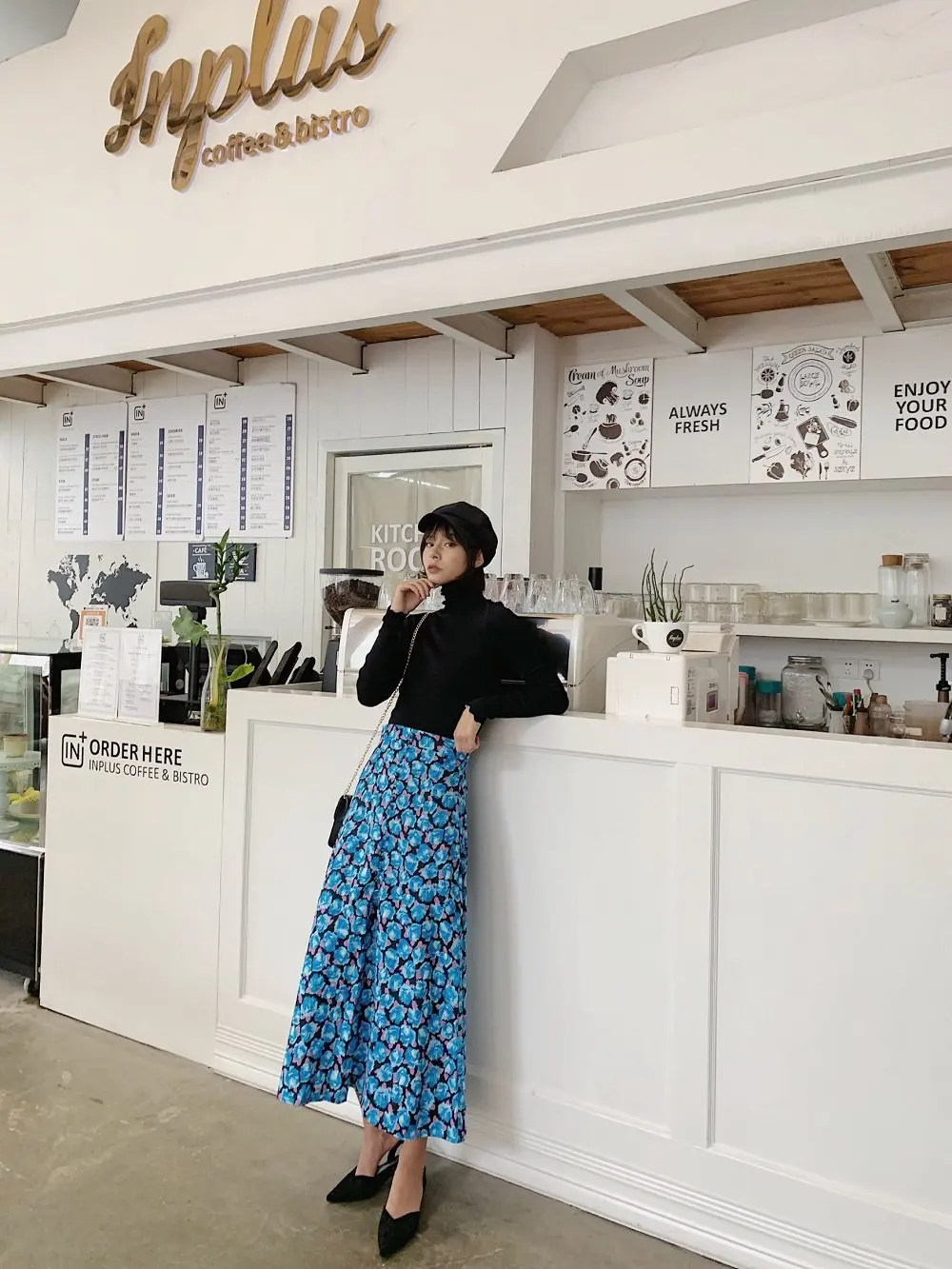 

Flower Printed Slit Medium-length Dress Europe And America Vacation Style Side Slit High-waisted Slimming Skirt Women's WOMEN'S