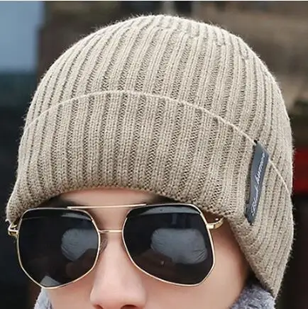 Khaki hat Распродажа, зимние вязаные шапочки, шарфы, набор колец, флисовая мужская шапка-маска, теплые головные уборы для мужчин и женщин, Skullies Beanies шапки - Цвет: Khaki hat