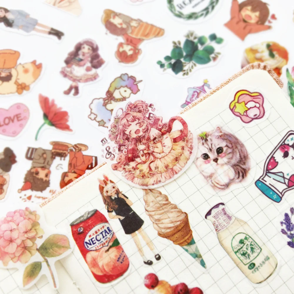 100 шт./упак. цветы Тотем памятки наклейки пакет Kawaii вкусные Еда планировщик для