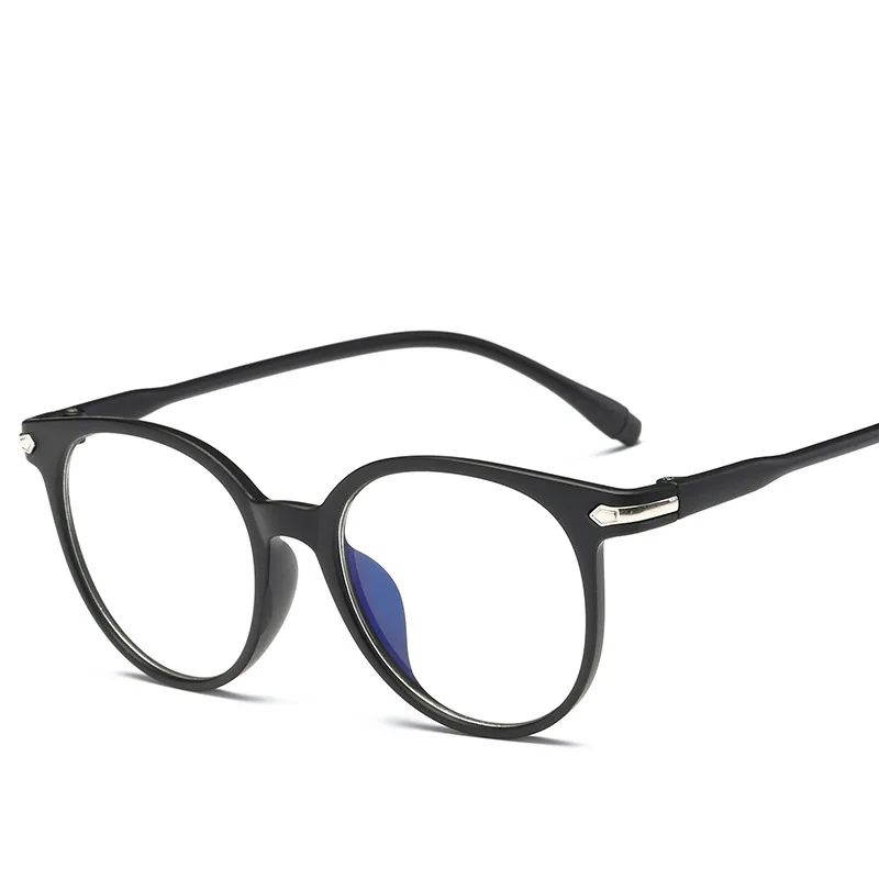 Анти-Синие лучи компьютер круглые очки мужские синие световые покрытия игровые очки для защиты компьютера глаз ретро очки для женщин - Цвет оправы: Matt Black
