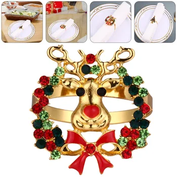 

4 Pcs Christmas Theme Alloy Napkin Rings Dinning Table Setting