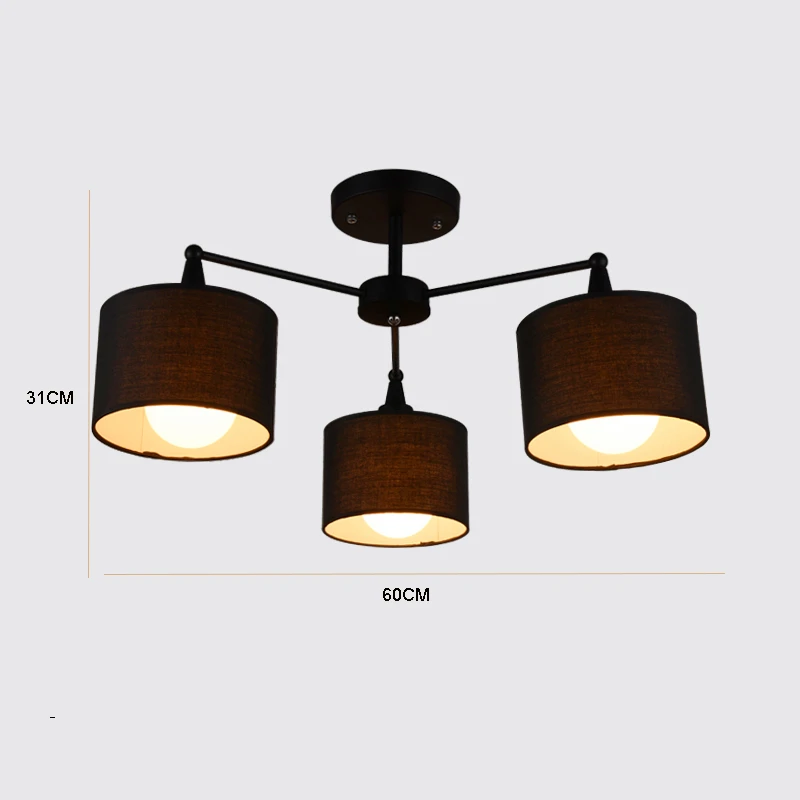 Black 3 Lights Современный светодиодный светильник для кабинета, гостиной, спальни, ресторана, дома, светодиодные огни для интерьера, люстры, подвесной светильник, люстры - Цвет абажура: Black 3 Lights