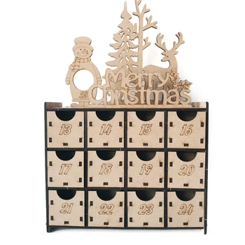 

Wooden Christmas Countdown Advent Calendar Chocolate Boxes Cabinets with 24 Numbered Drawers DIY Christmas Party Decoration