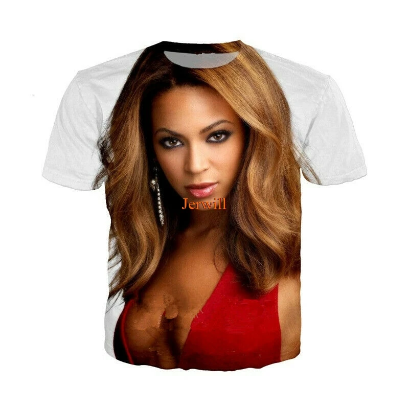 Новинка Женская Сексуальная футболка Для Певица Beyonce с 3D принтом Повседневная