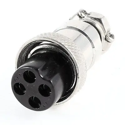 

Aviation Plug 4 Pin 16mm Female Panel Metal Connector Silver Tone