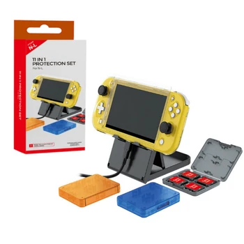 

11Pcs/set For Switch Lite Protection Set Folding Bracket + Tempered Film + Game Card Box + Charging Cable + Caps