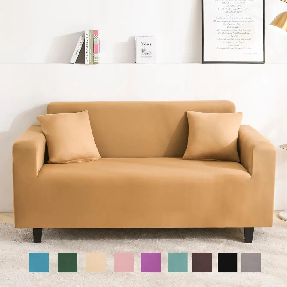 

Solid Color Stretch Sofa Cover For Living Room Couch Slipcover Armchair Furniture Protector Elastic Cover For Sofa 4 Size