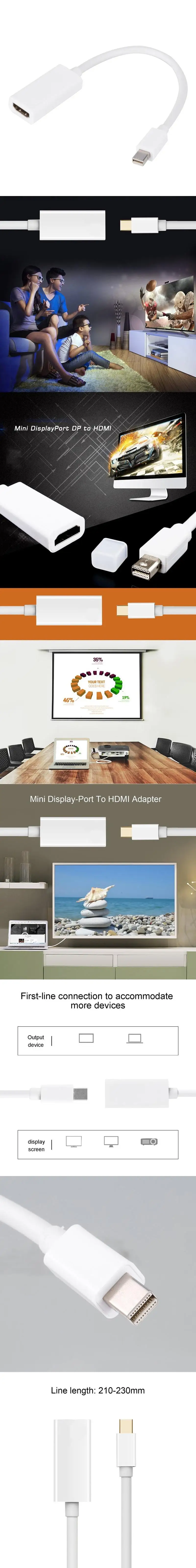 Мини дисплей мультимедийный порт Адаптер DP к HDMI короткий кабель Шнур 1080p